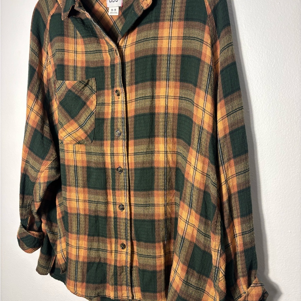 BDG Urban Outfitters Keanu Green Flannel Shirt - Picture 2 of 6